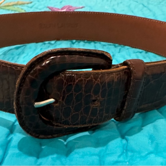 Vintage Ralph  Lauren brown women’s  belt ,size small 30” W reptile embossed. - Picture 4 of 15